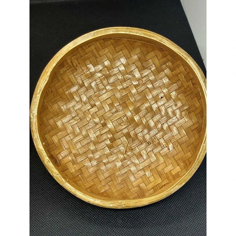 Acorn Shaped Brown Woven Wicker Basket w/ Lid Autumn Fall Thanksgiving 5.5”